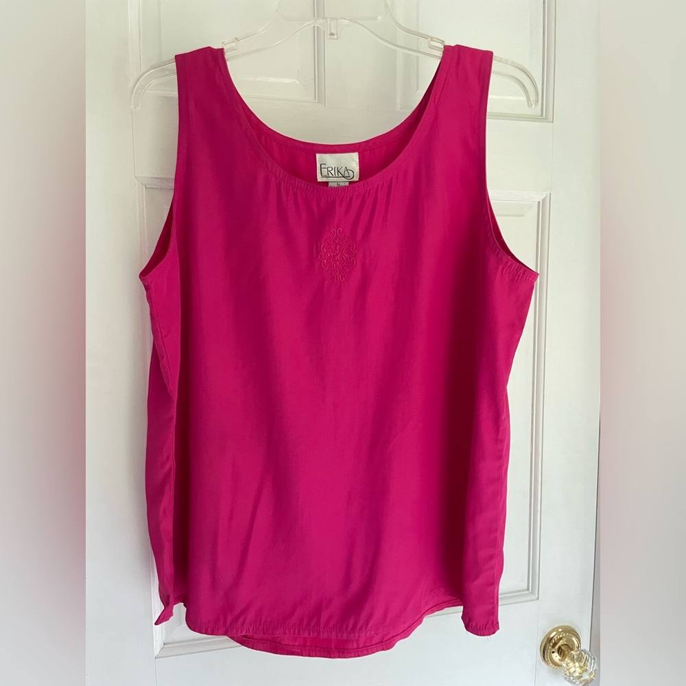 Size large and size 16 bundle of sleeveless blouses, pink and green